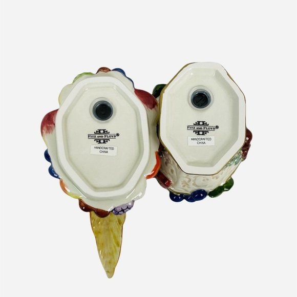 Vintage Fitz and Floyd Venezia Salt Pepper Set Pheasant Original Box Autumn Fall - Picture 8 of 9